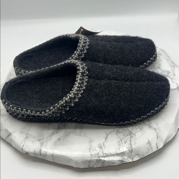HAFLINGER AS Classic Charcoal Wool Slipper-9 NEW! - Picture 2 of 9